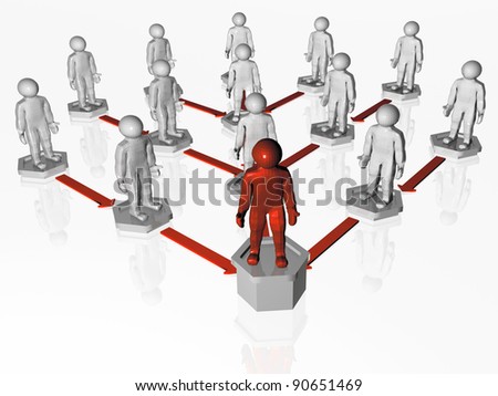 Red and white mans with arrows on white background.
