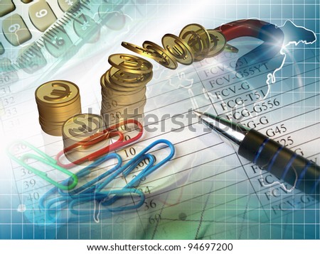 Money and magnet - abstract business background.