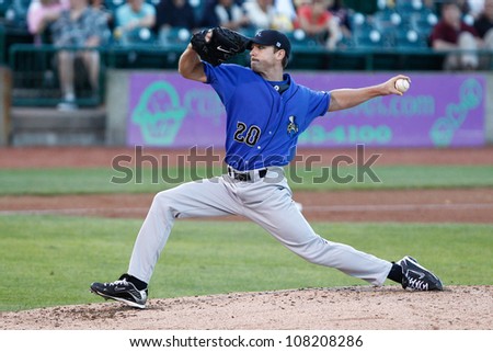 CENTRAL ISLIP-JULY 21: Sugar Land Skeeters pitcher Scott Kazmir (20) pitches against the Long Island Ducks on July 21, 2012 at Bethpage Park in Central Islip, New York.
