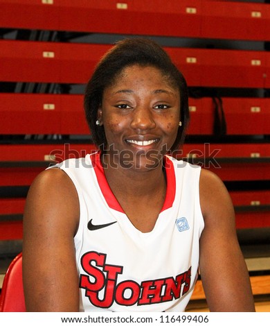 NEW YORK-OCT. 23: St. John\'s Red Storm forward Sandra Udobi during media day on October 23, 2012 at Carnesecca Arena, Jamaica, Queens, New York.