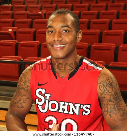 NEW YORK-OCT. 23: St. John\'s Red Storm guard Jamal White during media day on October 23, 2012 at Carnesecca Arena, Jamaica, Queens, New York.