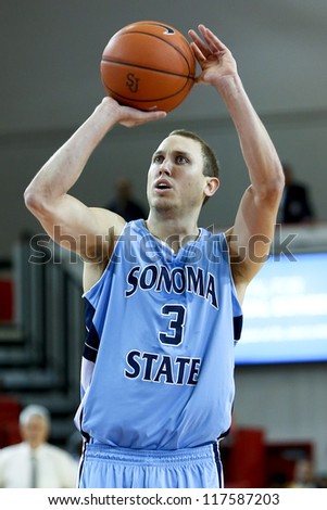 NEW YORK-NOV 3: Sonoma State Seawolves guard Jason Walter shoots a free throw against the St. John\'s Red Storm at Carnesecca Arena on November 3, 2012 in Jamaica, Queens, New York.