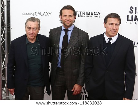 NEW YORK-NOV 12: Robert DeNiro (L), Bradley Cooper and David O. Russell attend the premiere of \