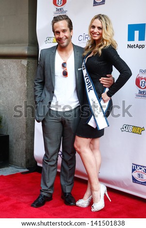 NEW YORK-MAY 30: Actor Tyler Hollinger and Ms. New York Stephanie Chernick attend the 5th annual Tuck\'s Celebrity Billiards Tournament at Slate NYC on May 30, 2013 in New York City.