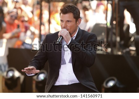 NEW YORK-MAY 31: Nick Lachey of 98 Degrees performs on NBC\'s \'Today\' in Rockefeller Center on May 31, 2013 in New York City.