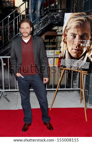 NEW YORK-SEP 18: Actor Daniel Bruhl attends the Ferrari & The Cinema Society screening of \'Rush\' at Chelsea Clearview Cinema on September 18, 2013 in New York City.