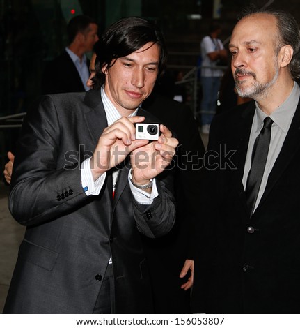 NEW YORK-SEP 27: Actor Adam Driver (L) and New York Film Festival Director of Programming & Selection Committee Chair Kent Jones seen filming 