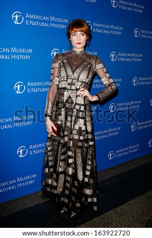 NEW YORK-NOV 21; Singer Florence Welch attends the American Museum of Natural History's 2013 Museum Gala at American Museum of Natural History on November 21, 2013 in New York City.