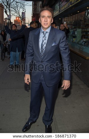 NEW YORK-APR 9: Actor Nicolas Cage attends the Lionsgate & Roadside Attractions with The Cinema Society premiere of \'Joe\' at Landmark\'s Sunshine Cinema on April 9, 2014 in New York City.