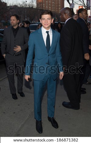 NEW YORK-APR 9: Actor Tye Sheridan attends the Lionsgate & Roadside Attractions with The Cinema Society premiere of \'Joe\' at Landmark\'s Sunshine Cinema on April 9, 2014 in New York City.