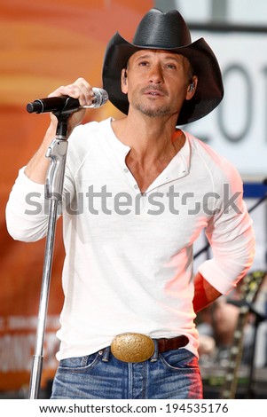 NEW YORK-MAY 23: Country music singer Tim McGraw performs at the Toyota Concert Series on the Today Show at  Rockefeller Plaza on May 23, 2014 in New York City.