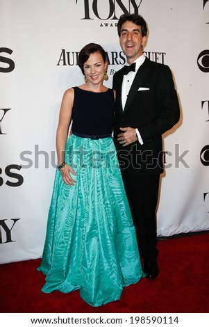 NEW YORK-JUNE 8: Composer Georgia Stitt (L) and husband Jason Robert Brown attend American Theatre Wing\'s 68th Annual Tony Awards at Radio City Music Hall on June 8, 2014 in New York City.