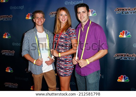 NEW YORK-AUG 20: Members of the Flight Crew attend the backstage post-show red carpet for NBC\'s \'America\'s Got Talent\' Season 9 at Radio City Music Hall on August 20, 2014 in New York City.