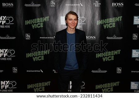 NEW YORK-OCT 4: Actor Paul Dano attends the \'Inherent Vice\' Centerpiece Gala Presentation & World Premiere at the 52nd New York Film Festival at Alice Tully Hall on October 4, 2014 in New York City.