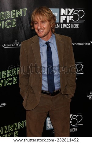 NEW YORK-OCT 4: Actor Owen Wilson attends the \'Inherent Vice\' Centerpiece Gala Presentation & World Premiere at the 52nd New York Film Festival at Alice Tully Hall on October 4, 2014 in New York City.
