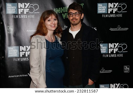 NEW YORK-OCT 4: Actor Jorma Taccone (R) and wife Marielle Heller attend the \'Inherent Vice\' World Premiere at the New York Film Festival at Alice Tully Hall on October 4, 2014 in New York City.