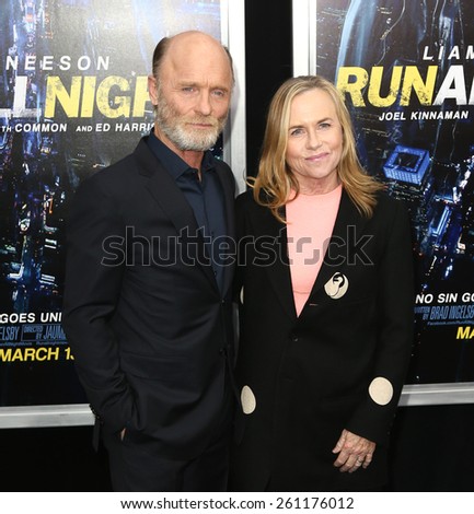 NEW YORK-MAR 9: Actors Amy Madigan (R) and Ed Harris attend the premiere of \