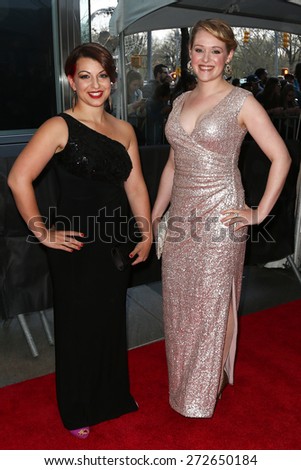 NEW YORK-APR 21: Feminist public speaker Anita Sarkeesian (L) and guest attend the 2015 Time 100 Gala at Frederick P. Rose Hall, Jazz at Lincoln Center on April 21, 2015 in New York City.