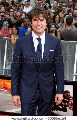 NEW YORK-JUL 27: Actor Tom Cruise attends the US Premiere of \'Mission: Impossible - Rogue Nation\' in Times Square on July 27, 2015 in New York City.