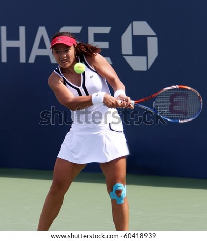 FLUSHING, NY - SEPTEMBER 4: Yung-Jan Chan (TPE) volleys during womens singles at the US Open Tennis Tournament at the Billie Jean National Tennis Center on September 4, 2010 in  Flushing, NY.
