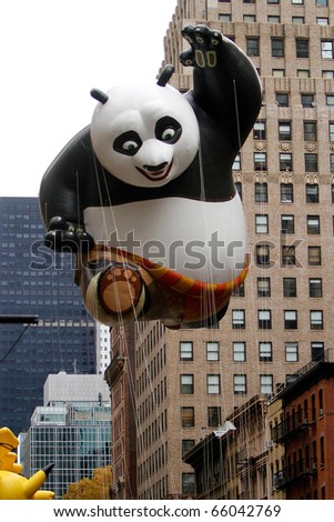 NEW YORK - NOVEMBER 25: The Kung Fu Panda float appears in the 84th Macy\'s Thanksgiving Day Parade on November 25, 2010 in New York City.