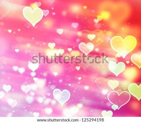 shining hearts bokeh romantic background