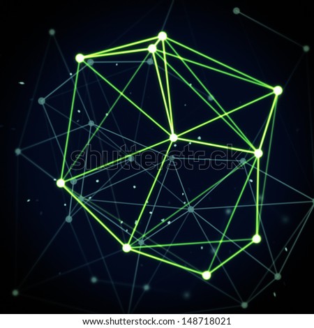 glowing green technology network background