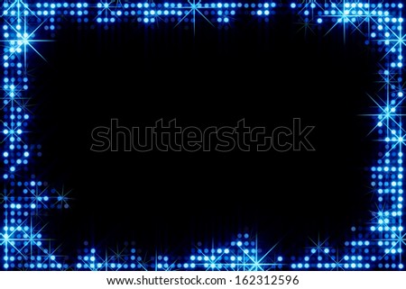 frame of shiny blue circles and stars. Computer generated abstract background