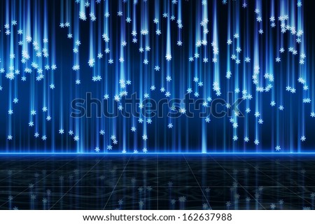 techno blue snowfall. computer generated abstract background