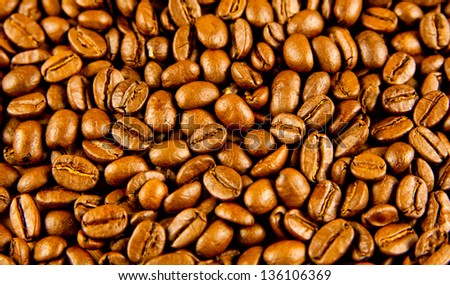 Brown coffee, background texture. roasted coffee beans. Brown coffee beans, close-up of coffee beans for background and texture