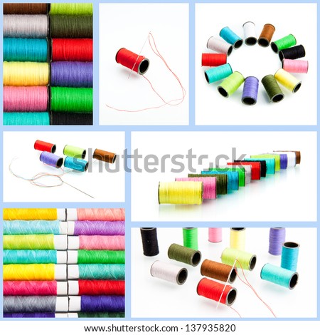 threads multicolored. collection of color thread isolated on white background