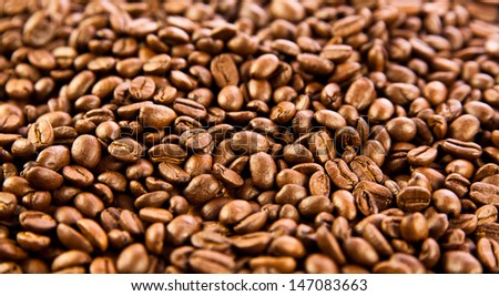 Brown coffee, background texture. roasted coffee beans. Brown coffee beans, close-up of coffee beans for background and texture