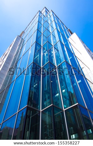 Abstract Building. Blue Glass Wall Of Skyscraper