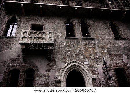 Balcony of Romeo and Juliet in Verona, Italy. Romeo and Juliet balcony in Verona