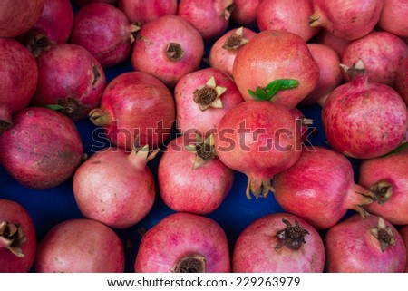 group of pomegranates. pomegranate closeup, background
