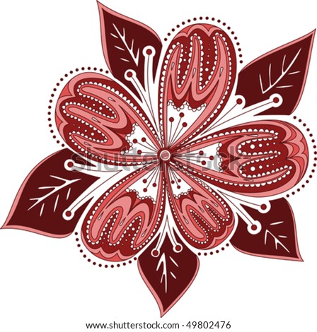 Red Flower With Beautiful Ornament Stock Vector 49802476 Red Flower With Beautiful Ornament Stock Vector 49802476