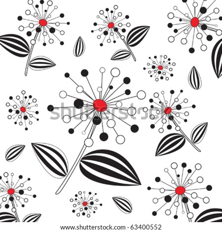stock vector Cute floral background with black and red colors