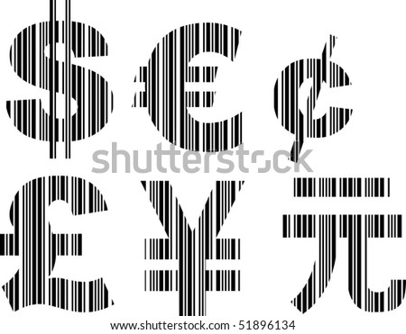 currency symbols vector. stock vector : Bar-code Currency Symbols Set