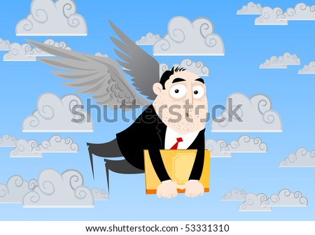 stock vector Employee with Angel Wings