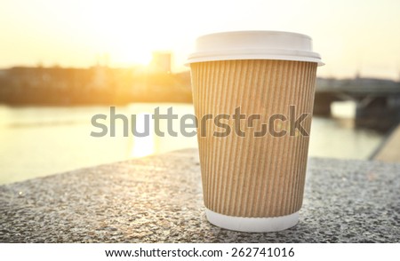 One coffee cup in the city