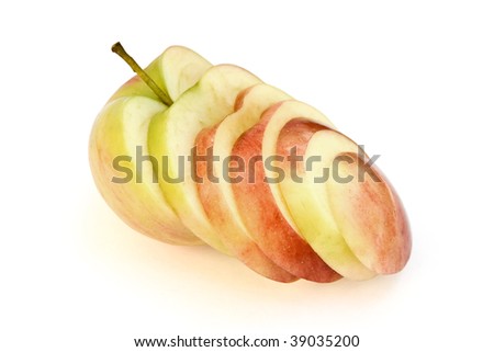 One big cut apple isolated white background