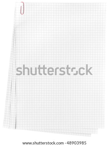 Three sheet from notebook on white background