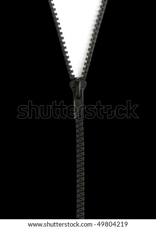 One Open Zipper Isolated On White Background Stock Photo 49804219