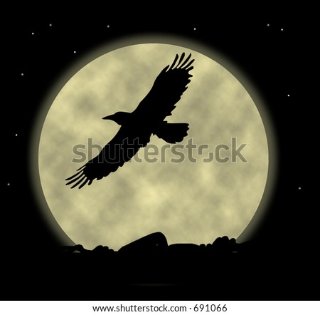 An Eagle Silhouette Against A Moon Backdrop Stock Photo 691066 ...