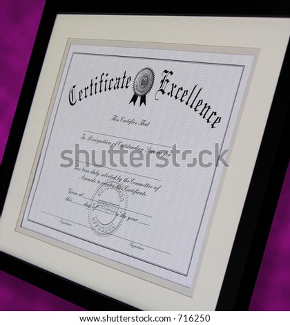 A photo of a educational certificate