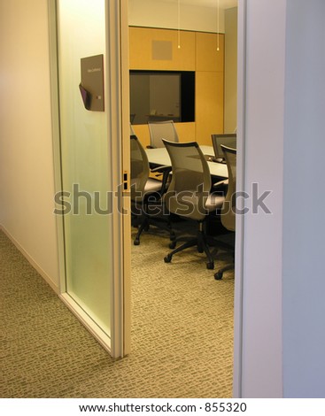A photo of a video conference room inside a high-tech company