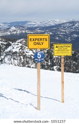 A photo of ski signs