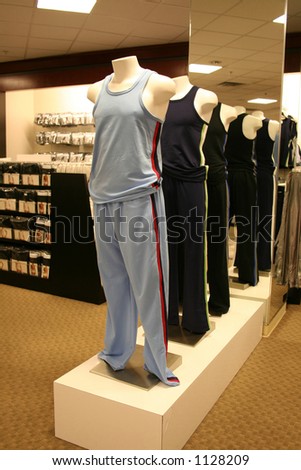 A photo of mannequins with fitness clothing