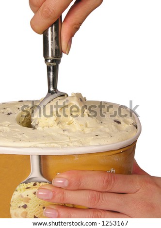 A photo of a woman scooping 