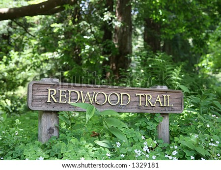 Redwood Trail Sign (Focus on Redwood on sign)